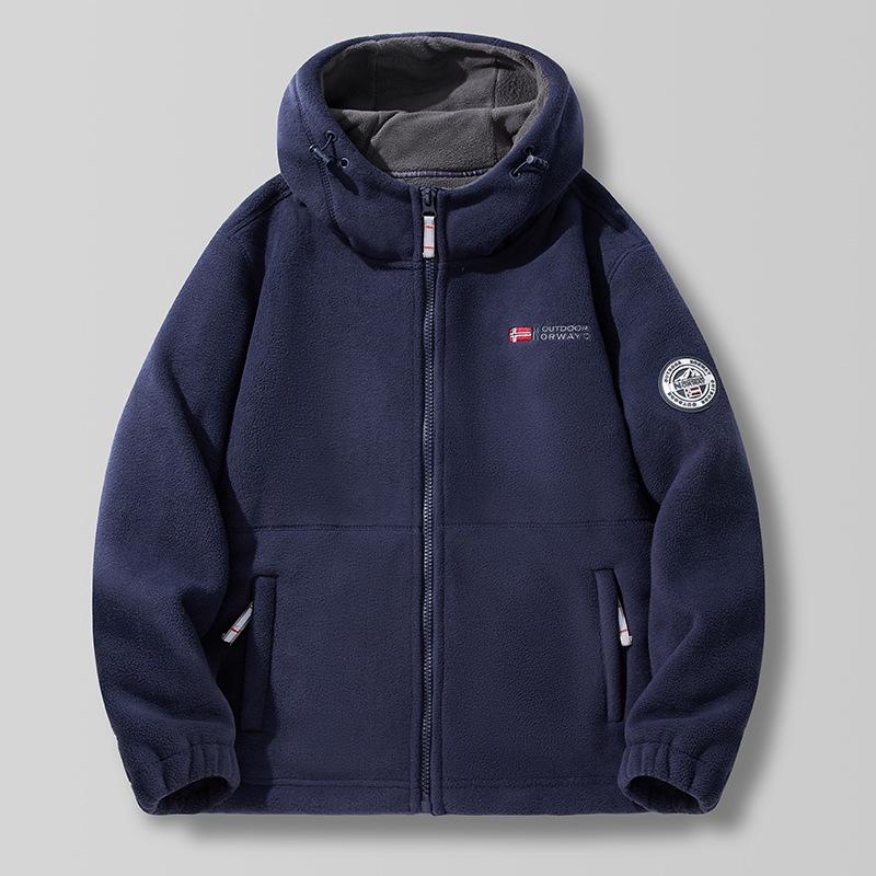 Men's Upgraded Hooded Fleece Jacket for Autumn/Winter: Thick, Trendy, and Perfect for Norwegian Outdoor Trade Orders