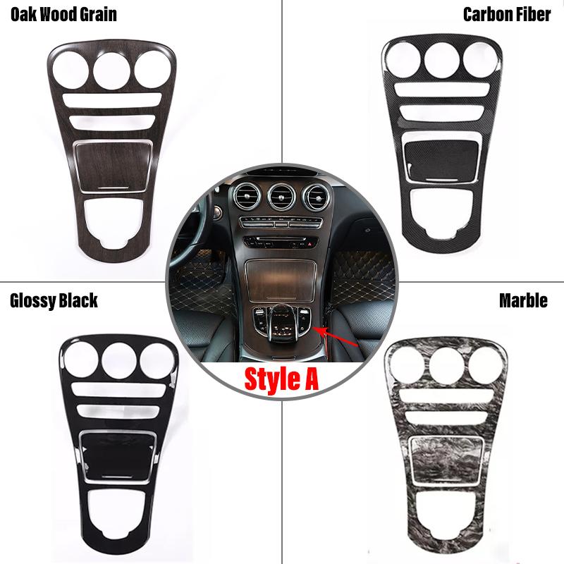 ABS Car Center Console Gear Shift Panel Cover Trim Sticker For Mercedes Benz C GLC Class W205 X235 2015-2021 Auto Accessories