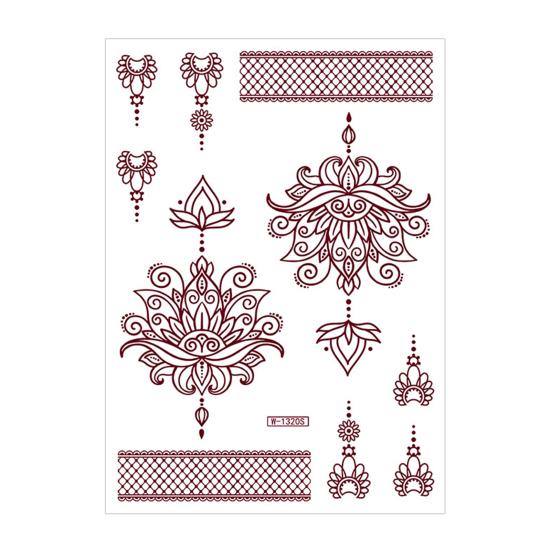 Red Henna Tattoo Kit, Waterproof Henna Tattoos Stickers, Temporary Tattoo Stickers for Women Wedding Party Festival Decorations L