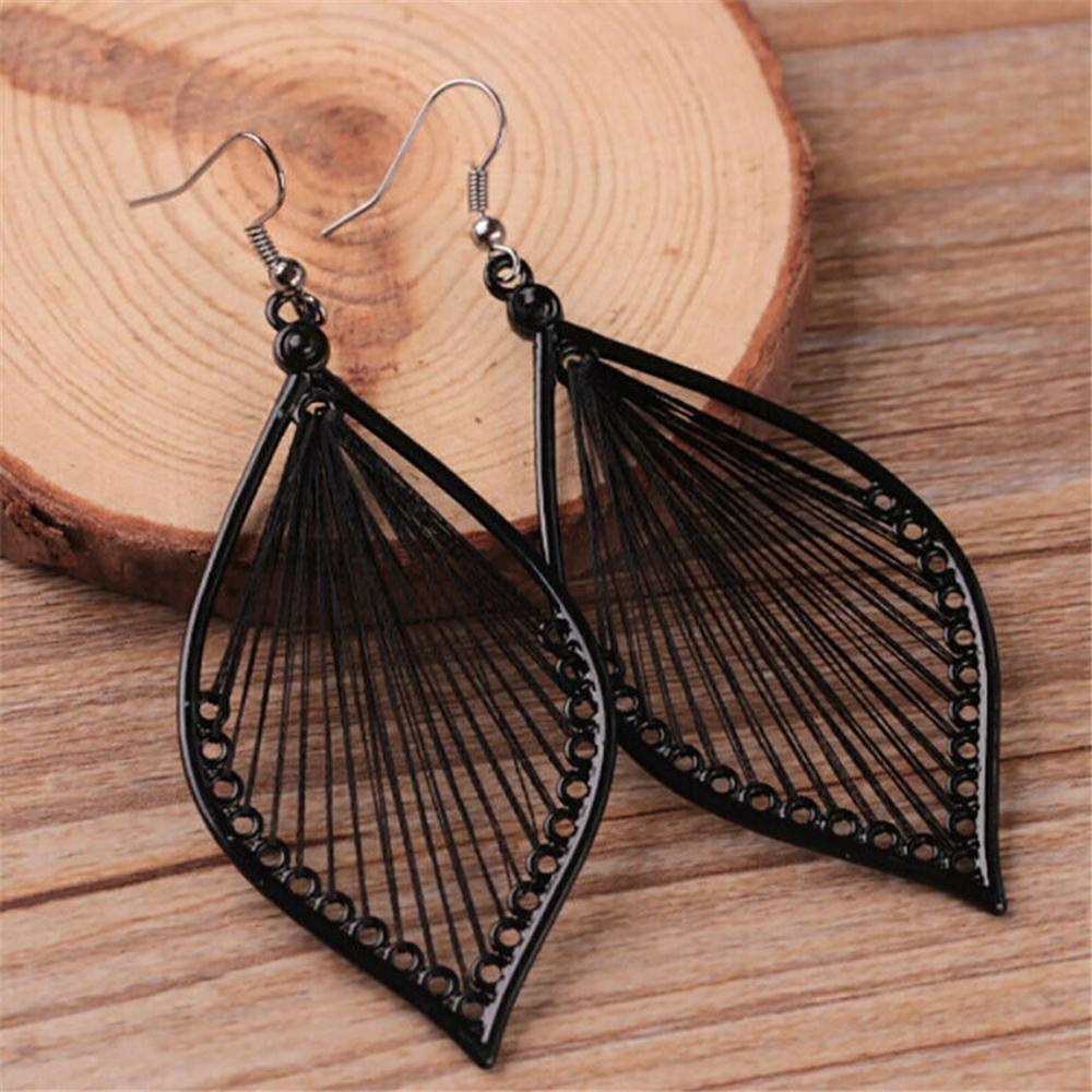 Fashion Black Ear Stud Vintage Bohemia Eardrop Stud Earrings Leaf Earrings Drop Earrings Ear Hook