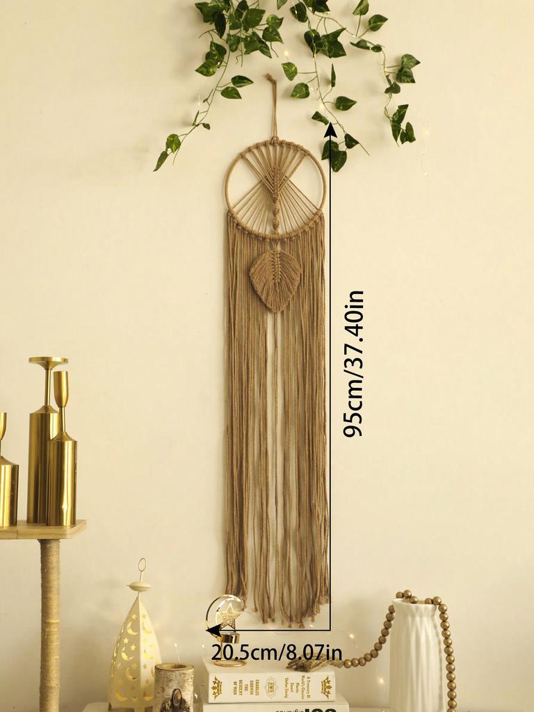 Makramee-Traumfänger, Makramee, rundes Blatt, Wandbehang, Boho-Dekoration, Wandteppich, ästhetisches Raumdekor, Weihnachtsgeschenke