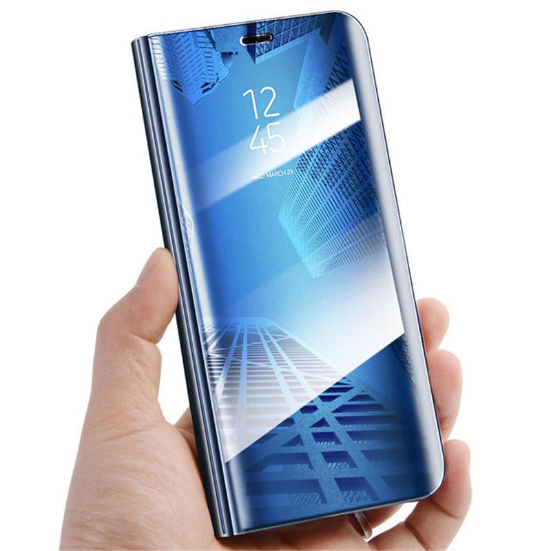 Прозрачный зеркальный флип-чехол для Samsung Galaxy A54 A53 A14 A04S S21 S22 S23 Ultra Plus Xiaomi Redmi Note 11 iPhone 14 13 12 Pro Max кожаный чехол For iPhone 8 синий
