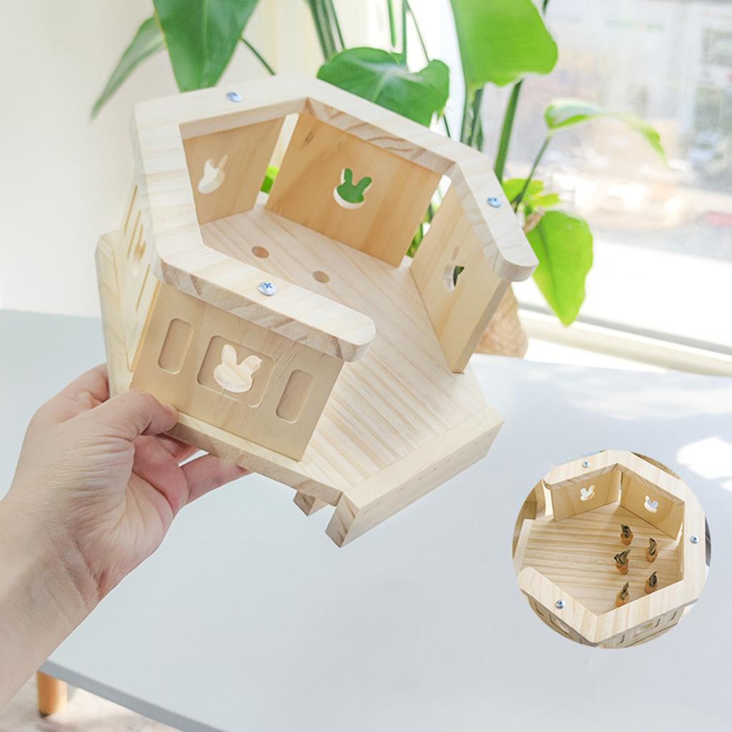 Wooden Bunny Hiding House Hamster Villa Nest Small Animal Habitat for Chinchilla Ferret Rabbit Hedgehog Pet Supplies