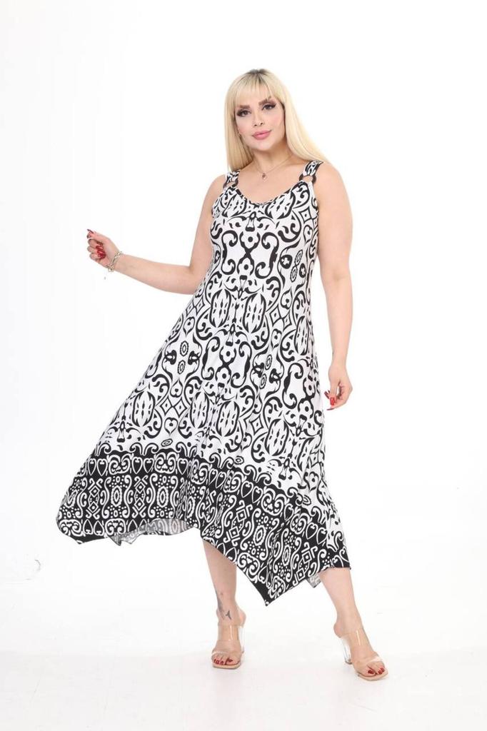 Damen Große Größe Kleid Sommer Träger Baumwolle Asymmetrischer Schnitt Übergröße Kleid