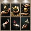 Retro Abstract Hand Animal Butterfly Golden Egg Apple Poster Canvas Painting Printing Art Pictures Home Room Wall Decor Gift