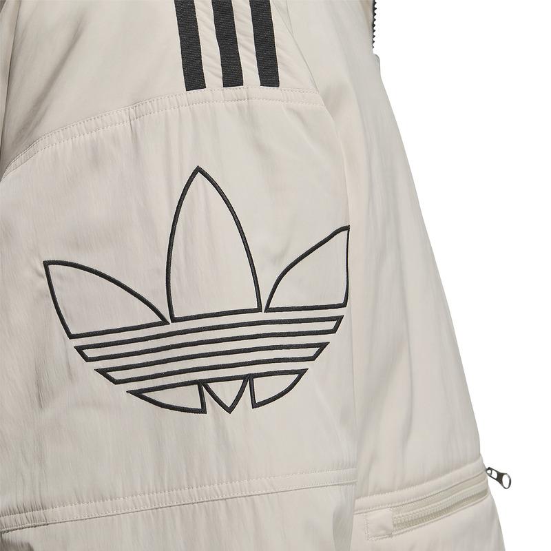 Adidas Originals Logo Embroidered Reversible Hooded Cotton Jacket Men Tops Beige IU4786