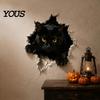 Seasonal Glass Door Stickers Halloween Break-in 3D Wall Decals, Spooky Breaking Through Walls Sticker, Illusion Reusable Props Effect Ghost