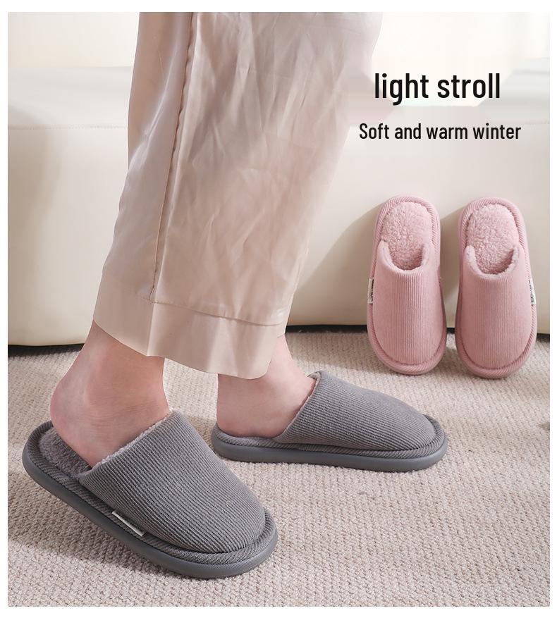 2024 Thick-Soled Plush Cotton Slippers: Non-Slip Warm Indoor Footwear for Men & Women