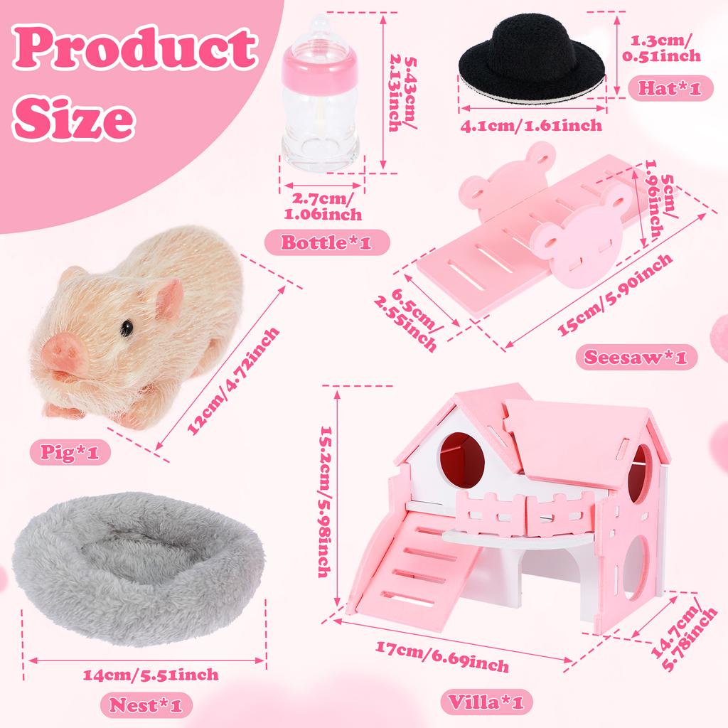 Silicone Piglet Soft Mini Realistic Pig Doll Toy Cute Newborn Silicone Piggy Ornaments with Accessories Children Christmas Gift
