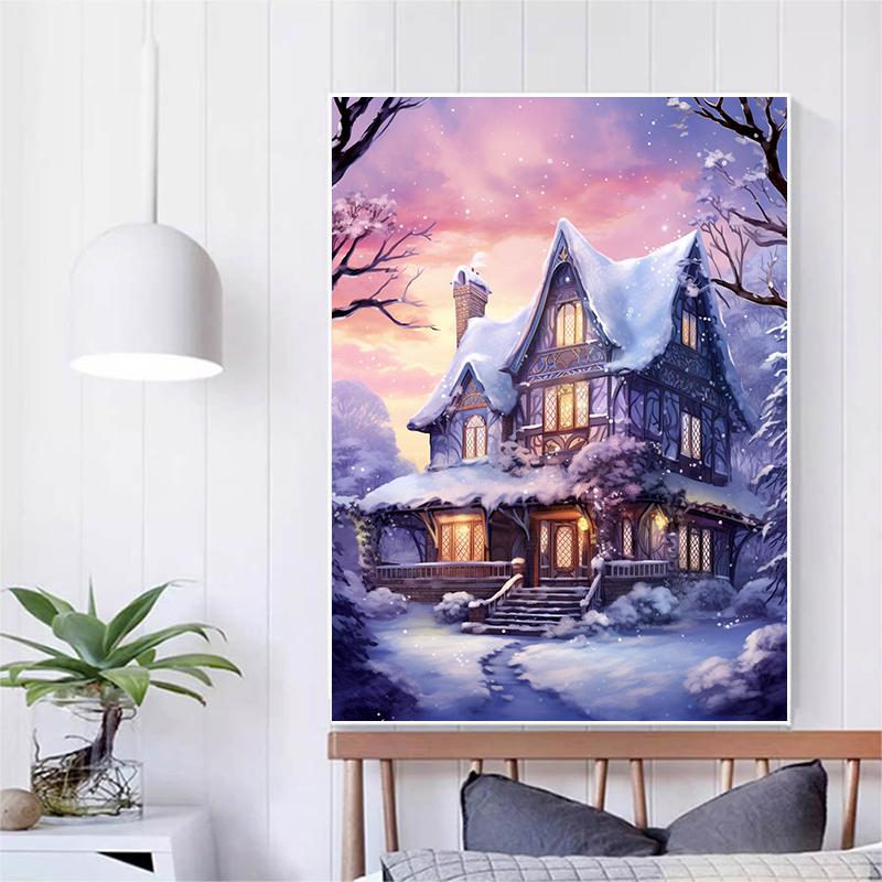 5d DIY Diamond Painting Cross Stitch Winter Snowhouse Scenery Handicrafts Diamond Embroidery Mosaic Full Round Drill Home Decor