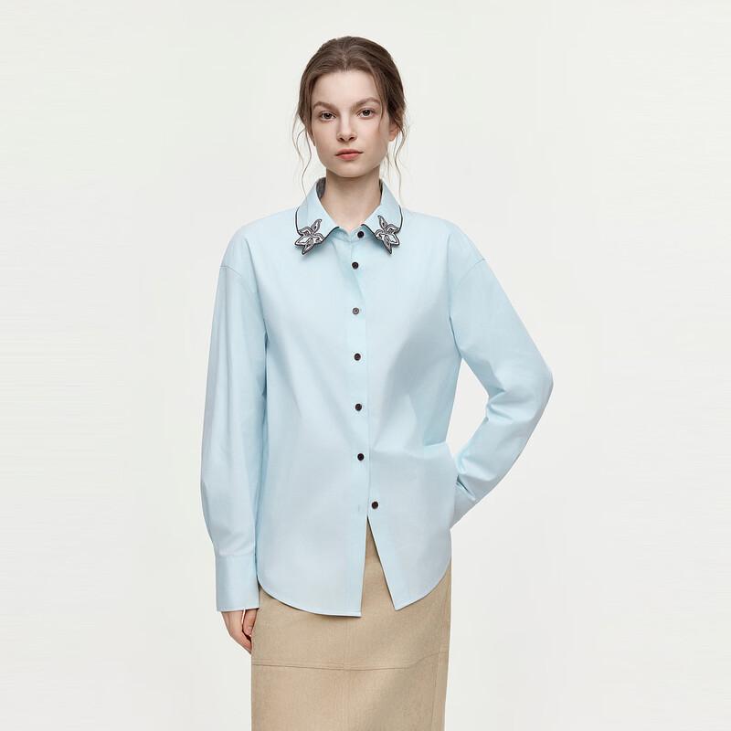ELLE French Style Embroidered Cotton Shirt