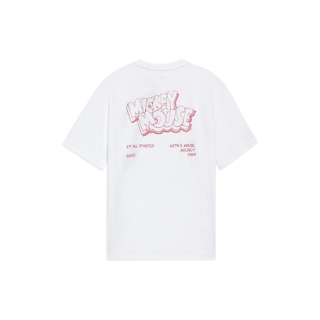 Li-Ning Cartoon Print Round Neck Short Sleeve T-Shirt Unisex Tops White AHSS947-3