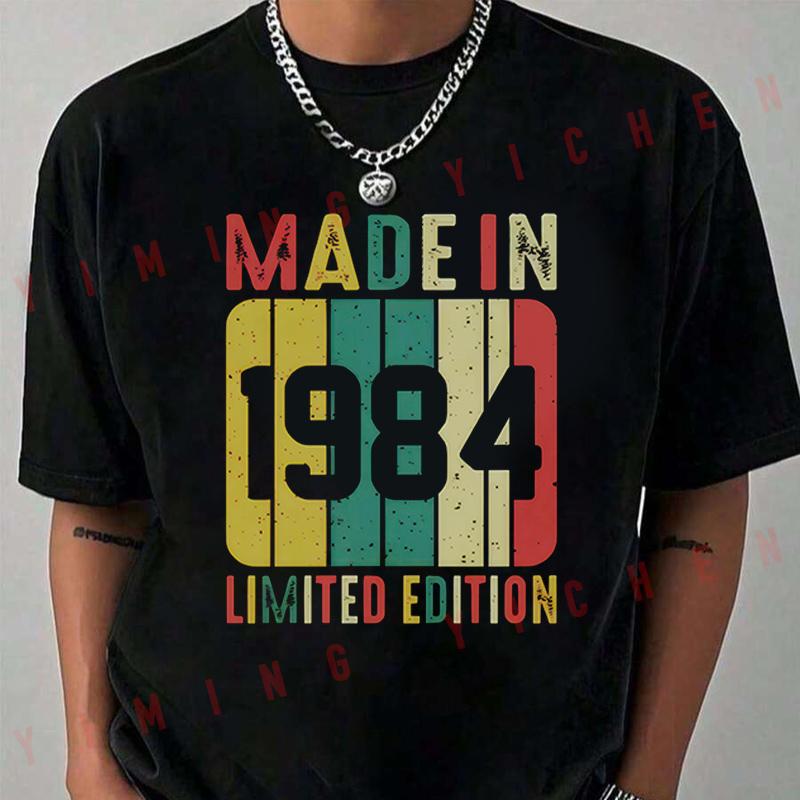 Vintage 1984 Retro Graphic Motorcycle T-shirt Casual Tshirts For Summer Comfortable Short Sleev