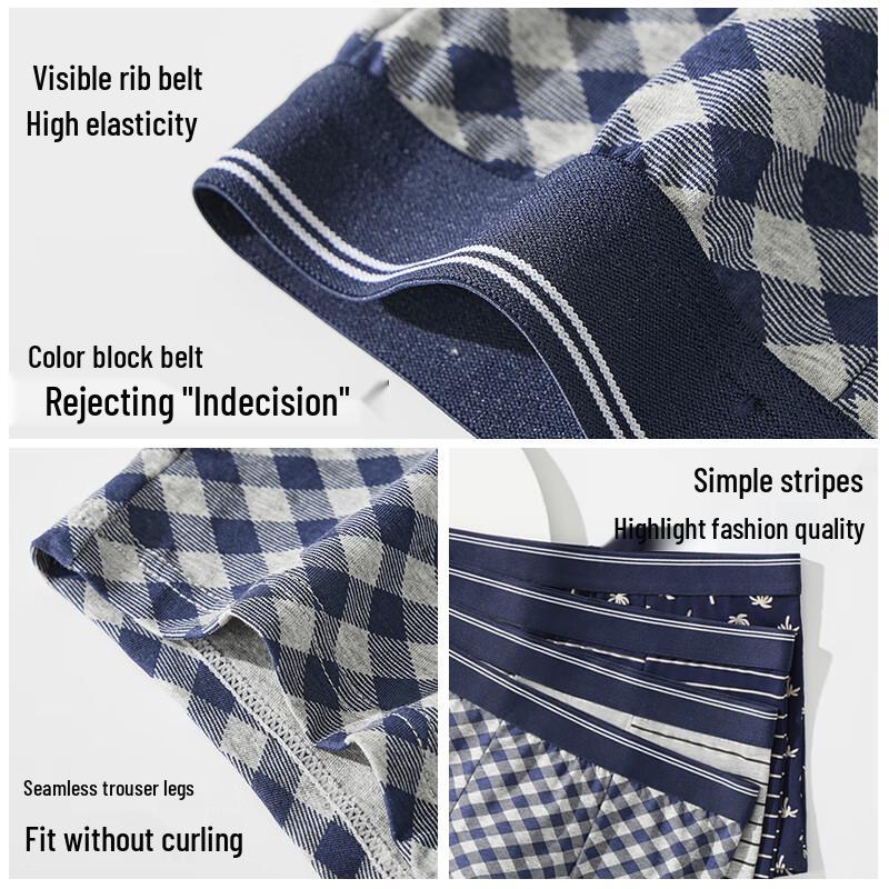 LANGSHA Men's Printed Antibacterial Cotton Boxer Briefs