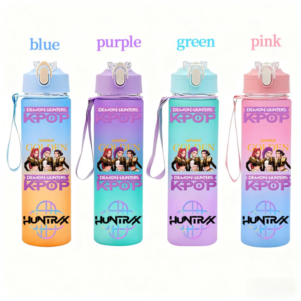 KPop Demon Hunters Gradient Water Bottles Student Adult Drinking Cup Portable High-capacity Outdoor Drink Bottle Gift 750ML Kid Friendly Entertaining