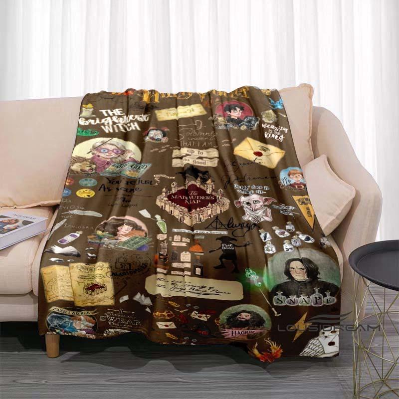 Fantasy-Abenteuerfilm-Thema 3D-gedruckte Decke Harry Potter Warm Gemütlich Flanell-Überwurf Geeignet für Schlafzimmer Sofas Betten