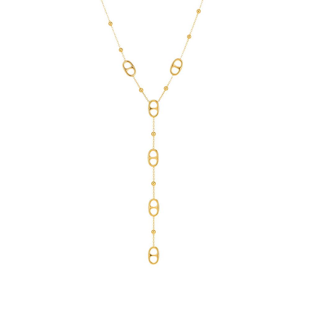 Pig Nose Stacked Design for Women's Elegant, Lightweight, Luxury Stainless Steel Sweater Chain with Gold Plated Fashion Style