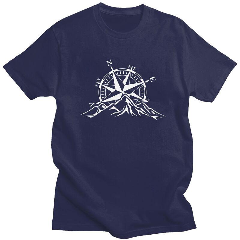 Custom Compass Rose Mountain T Shirt Men 100 Cotton Tshirt Nautical Tees Fashion Tshirts