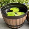 Durable Plastic Round Elegant Whiskey Barrel-Inspired Planter - Indoor & Outdoor Flower Pot for Gardens and Balconies