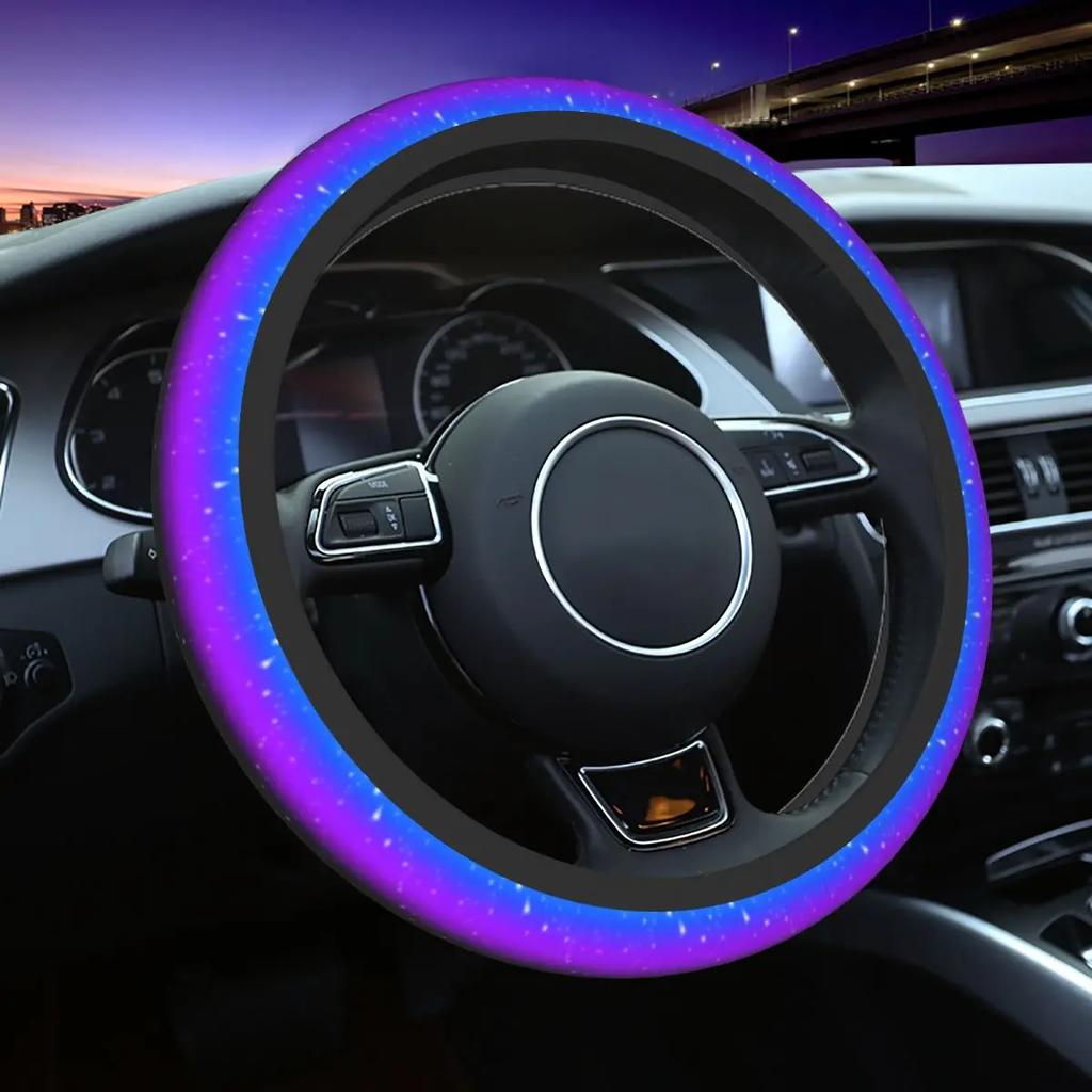 Rainbow Sparkle Car Steering Wheel Cover Non-slip Auto Steering Wheel Protector Colorful Auto Decor Steering-Wheel Accessories