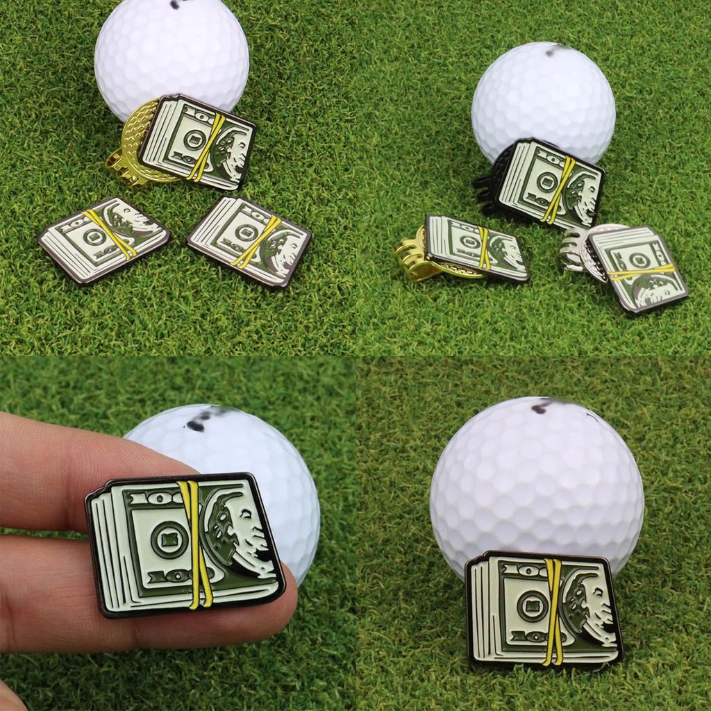 Dollar Bill Golf Ball Markers and Magnetic Hat Clips Golf Putting Alignment Aiming Cap Clips Court Gift for Men Women