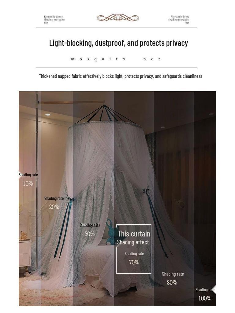 Princess Style Hanging Mosquito Net: Dustproof, Light-Blocking Dome Bed Canopy, Easy Installation