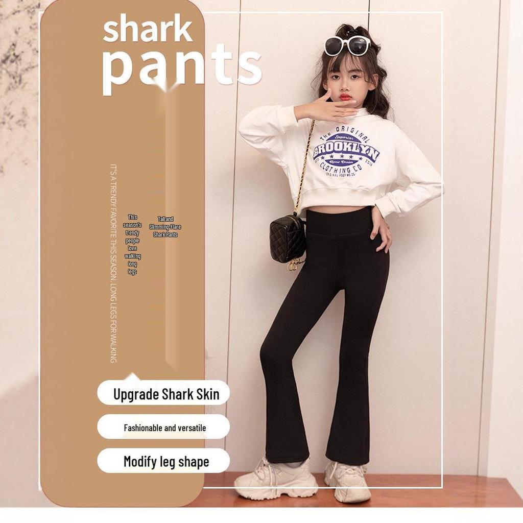 2025 Girls' High-Waist Velvet Flare Yoga Dance Pants for Autumn & Winter