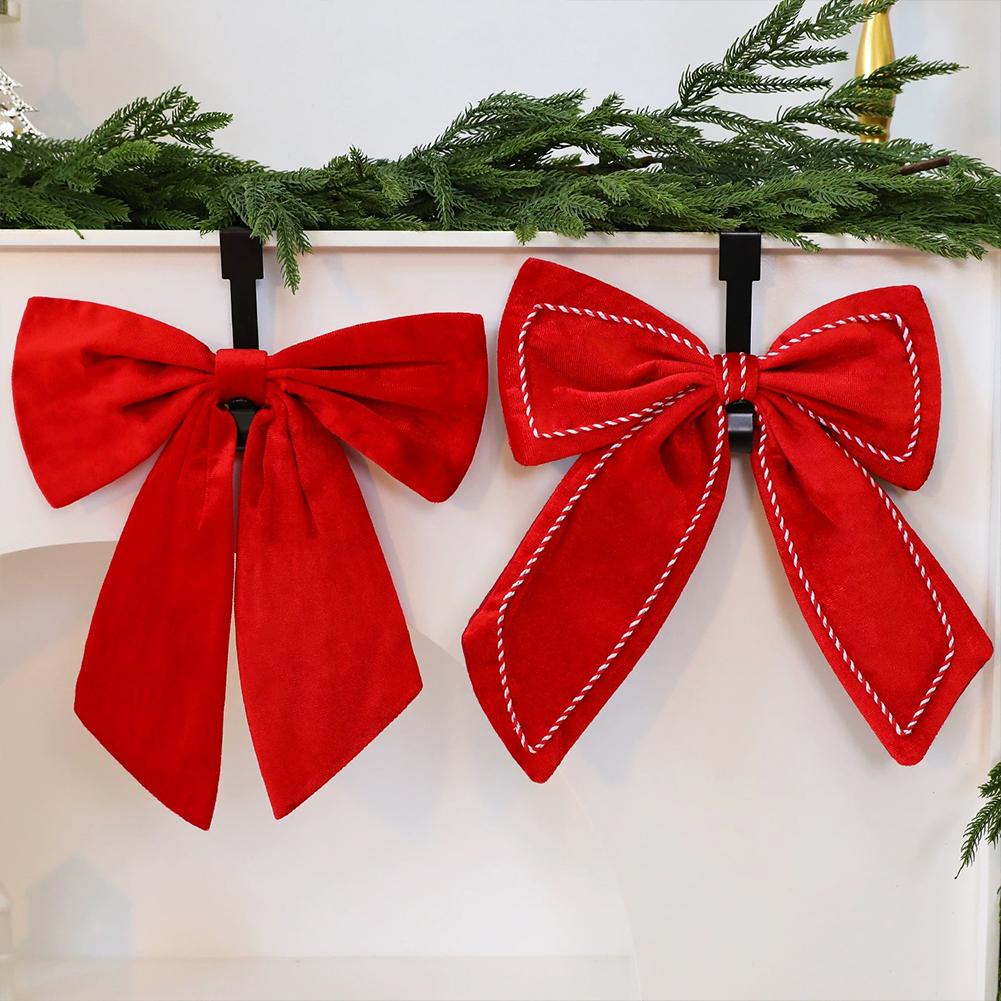 Ribbon Bows Christmas Tree Velvet Bows Red Christmas Ribbon Bows For Xmas Home Decor Tree Wreaths Gift DIY Festive Winter S4D5