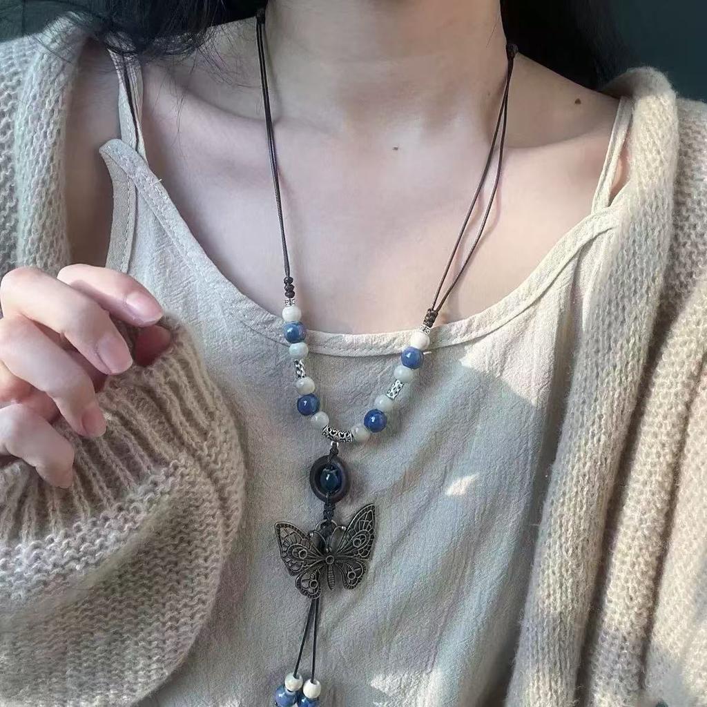 Black cat pink star beaded necklace female summer y2k hottie versatile accessories sweet cool collarbone chain