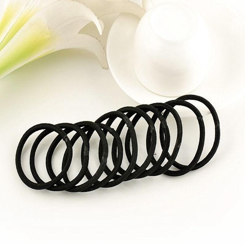 50pcs Women Elastic Ponytail Holder Black Hair Ropes