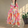 DIMANAF New 2026 Women Plus Size Spring Summer Casual Long Dress Cotton Loose Oversize Maxi Floral Print Beach Sundress