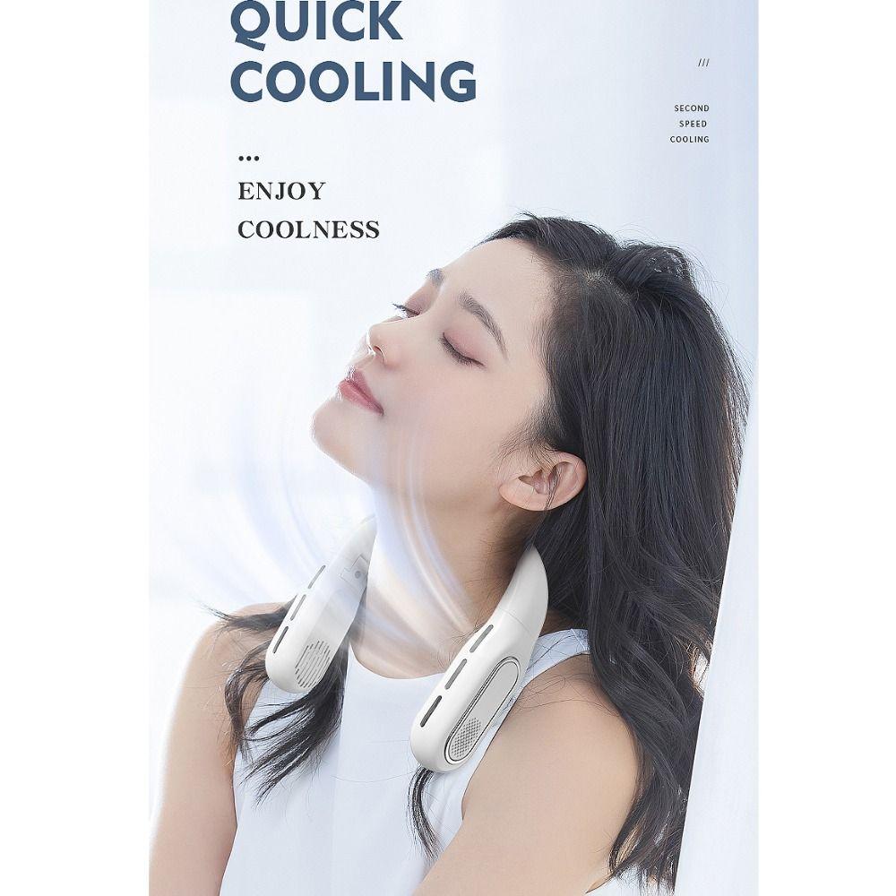 Foldable Design Portable Neck Fan Digital Display USB Charging Fan Neck Cooling Fan  Outdoor Travel