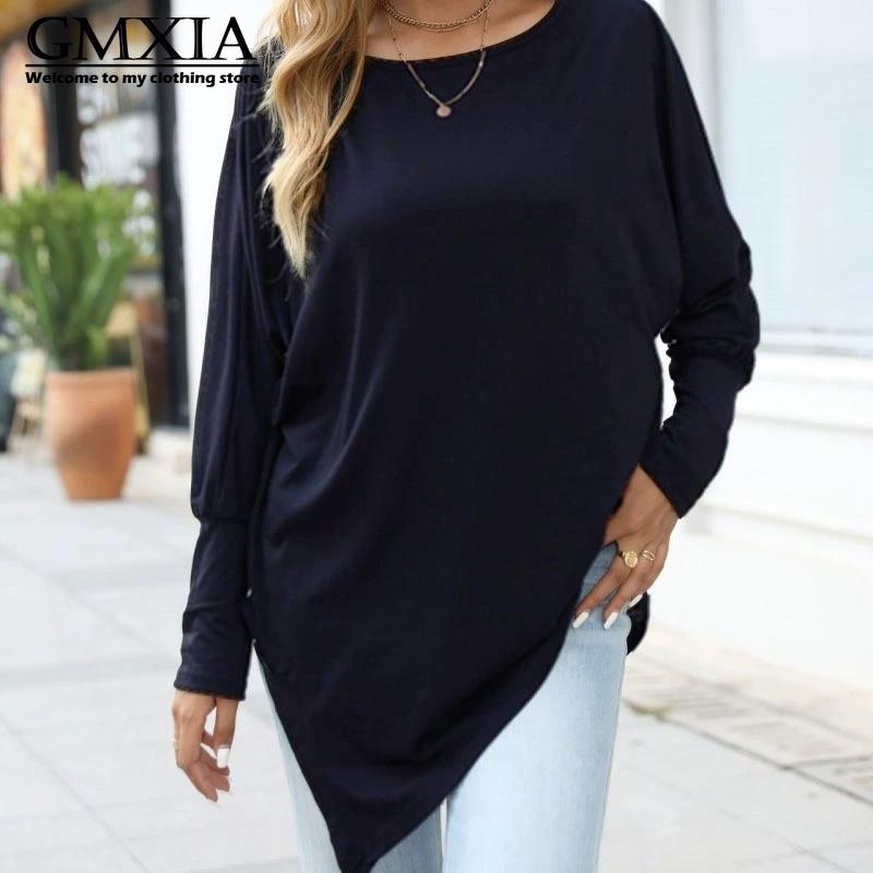 GMXIA Women's Fashion Casual Leisure Solid Color Print Long Sleeve V Neck Blouses & Shirts