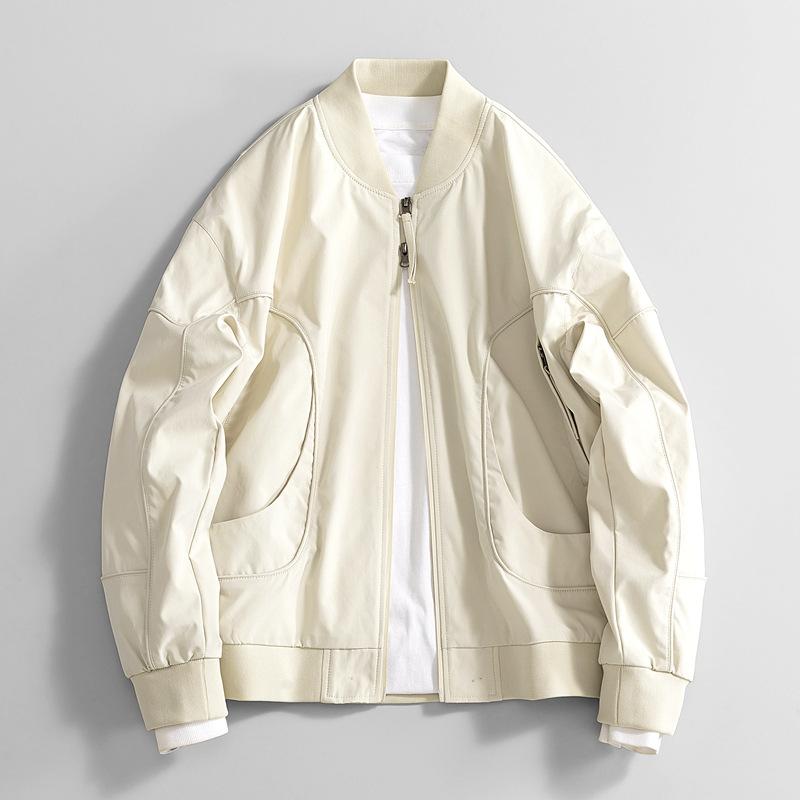Jacket for Men's Spring and Autumn New Loose Baseball Collar Loose Hong Kong Style Work Style Versatile Loose Jacket