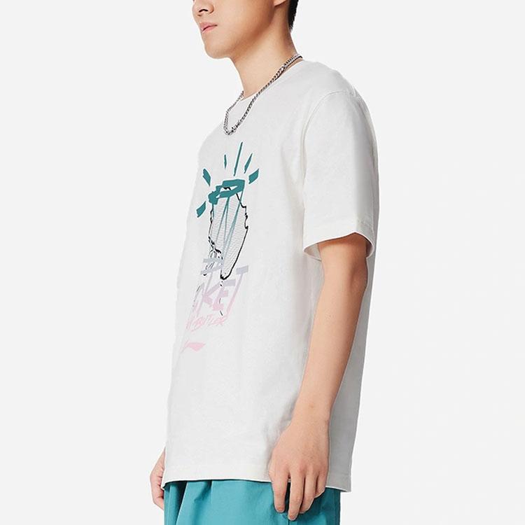 Li-Ning Basketball Series Printed Short-Sleeve T-Shirt Men Tops White AHSS023-2