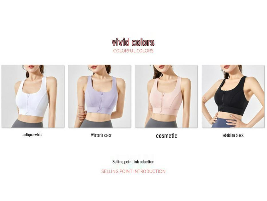 Hot-Selling Front Zipper Sports Bra: Beautiful, Shockproof Running Fitness Vest, Plus Size