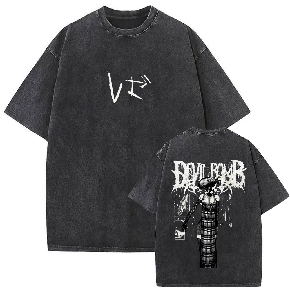 Washed Vintage Anime Chainsaw Man Reze Graphic T-shirt Men Women Manga Casual Oversized Streetwear Men s Retro Cotton T Shirts S разноцветный