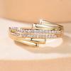 Light Luxury Double-layer Cross-row Diamond Ring Korean-style Minimalist Open Ring with Delicate Cubic Zirconia Accents