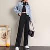 Autumn 2024 High-Waisted Korean Wide-Leg Women's Trousers - Versatile, Draped, Straight-Leg Fashion 