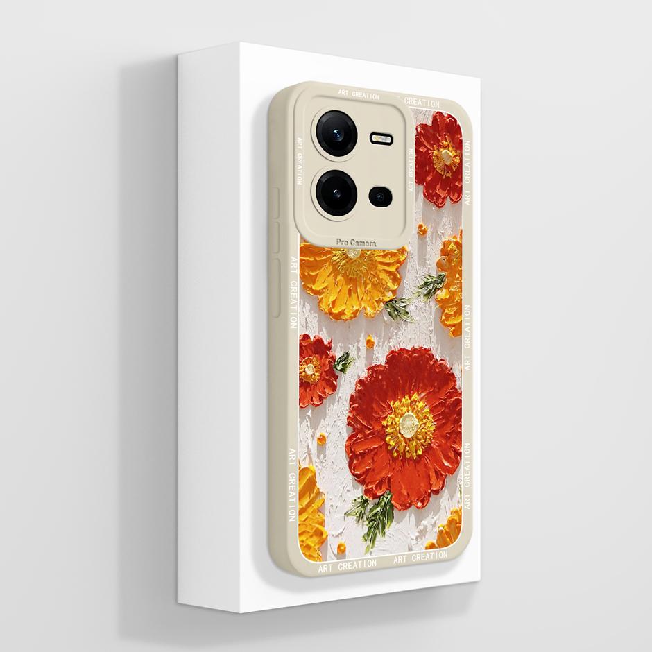For Vivo V25 V25E 4G 5G Case Cute Advanced Sense Flowers Silicone Soft Shell For VivoV25 5G VivoV25E 4G Prevalent Fundas Bumper