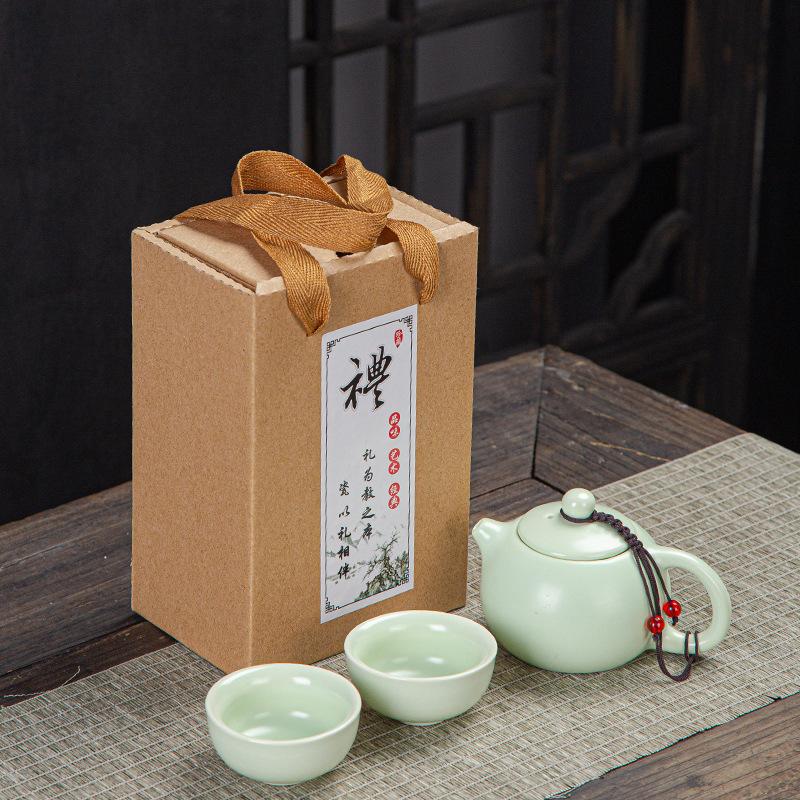 Portable ceramic Xishi pot travel kung fu tea set real estate souvenir
