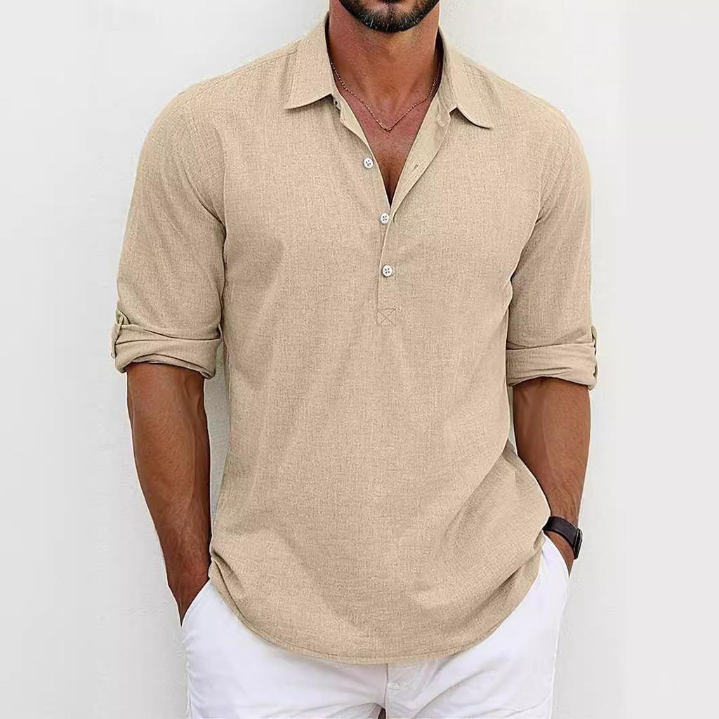 2024 Baumwoll-Leinen-Hemden für Herren, Freizeithemden, leichte Langarm-Strandhemden, Hawaii-T-Shirts für Herren