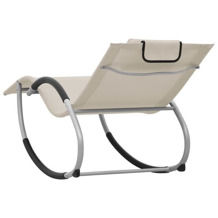 Chaise longue - vidaXL - 47789 - Crème - Design géométrique - Résistant aux intempéries