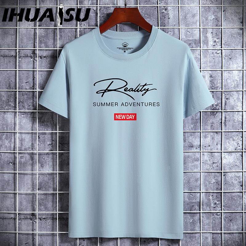 IHUASU Cotton Short Sleeve T-shirt Men's Fashion Loose Half Sleeve Shirt Printed Compassionate Shirt