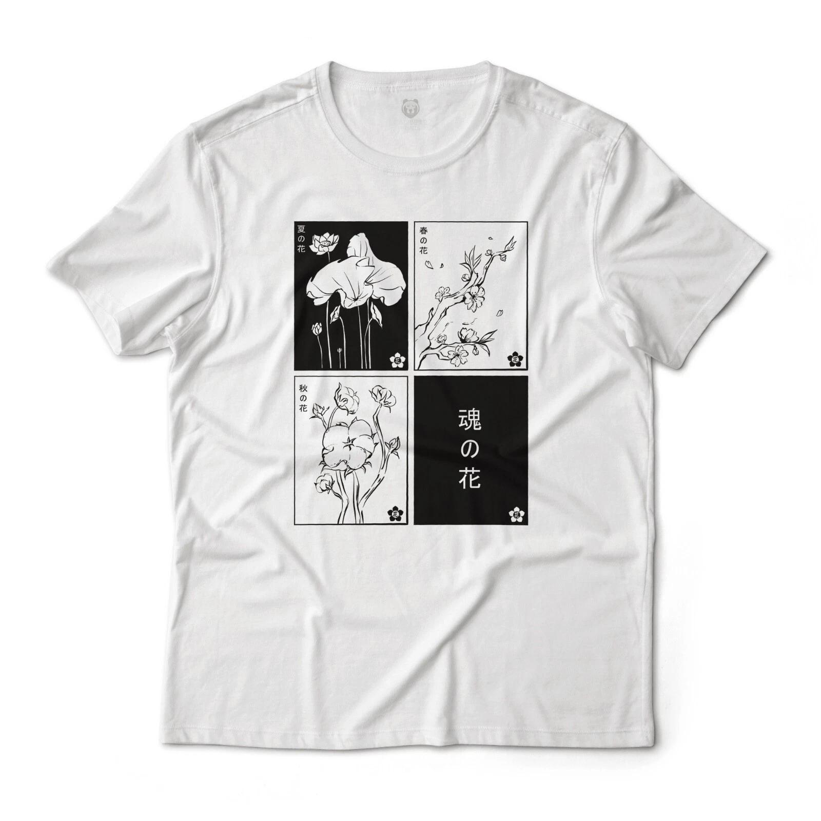 Japanese Floral Minimal Art Aesthetic Graphic T-T-Shirt Unisex Lightweight Cotton 2XL