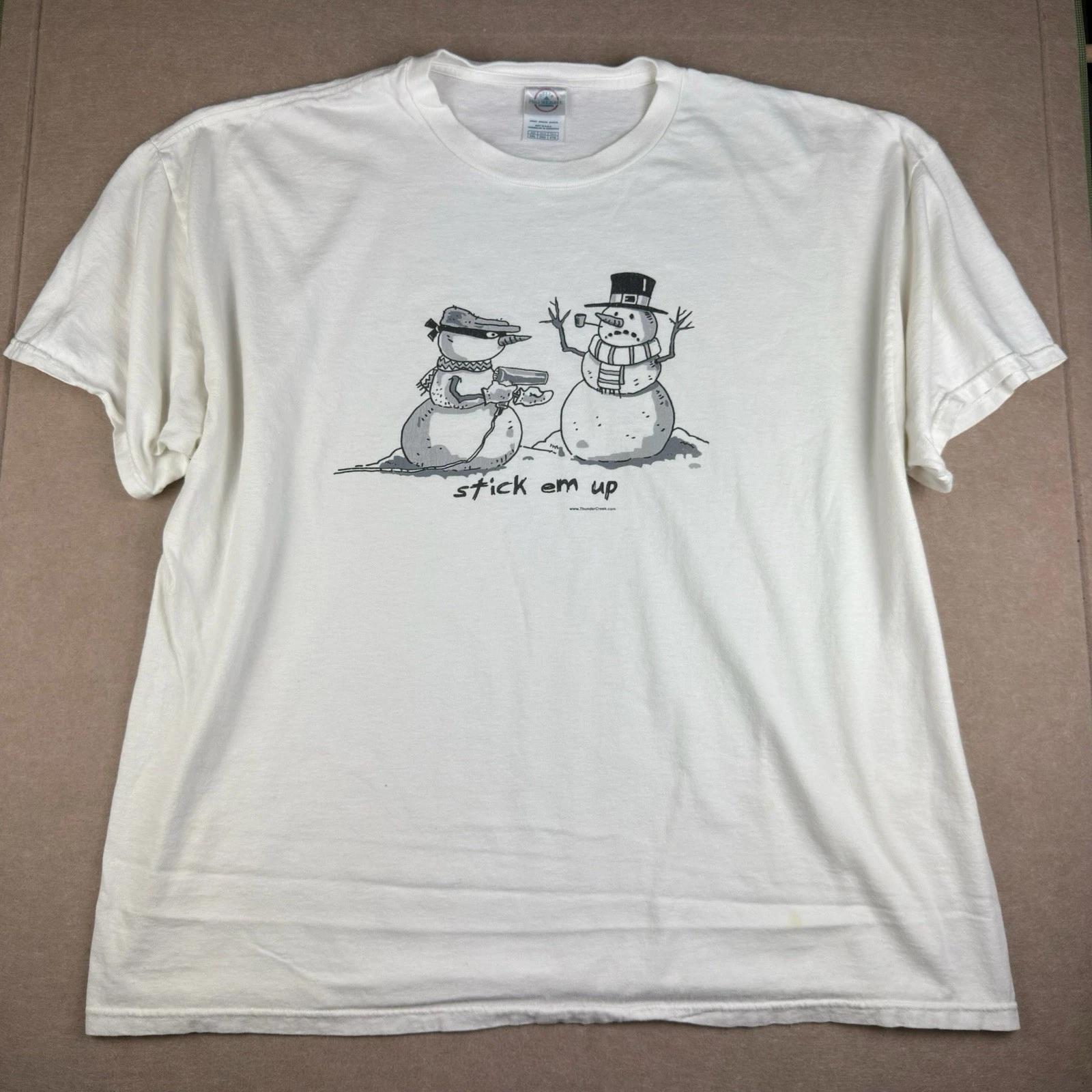 

Y2K Delta Snowman Stick Em Up T-Shirt Men s 2XL White Funny Tee Graphics XL