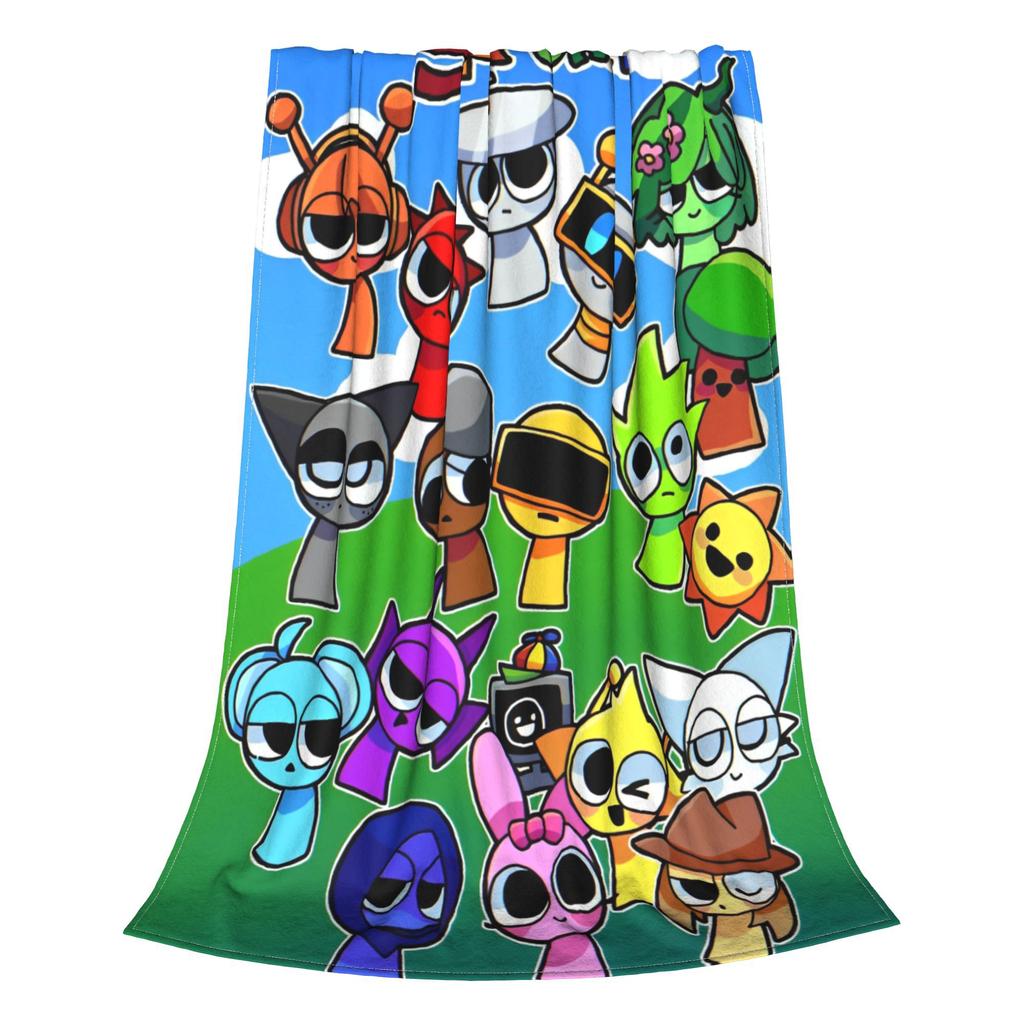 Incredibox Sprunki Game Blanket Fleece Spring/Autumn  Portable Warm Throw Blanket for Home Outdoor Plush Thin Quilt