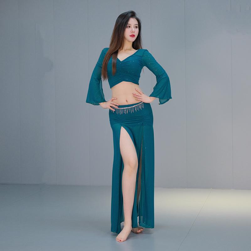 New Belly Dance Dress Set Oriental Indian Mesh Performance Outfit