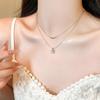 Silver Daisy Double Layer Necklace for Women - Elegant, High-End, Unique Layered Clavicle Chain