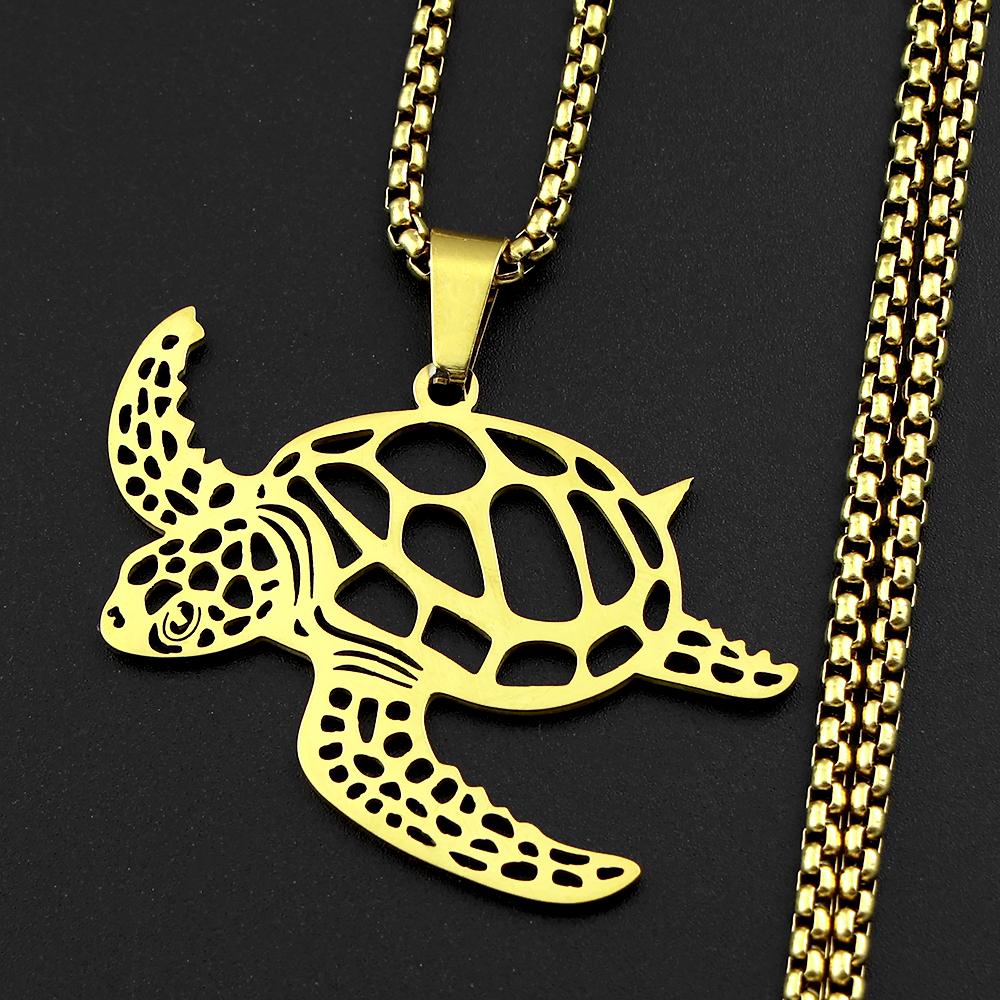 Sea Turtle Aumakua Pendant Necklace For Women Men Stainless Steel Silver Color Hawaiian Ocean Culture Male Chain Jewelry Gifts